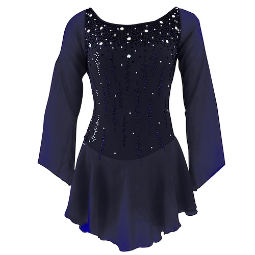 Eiskunstlaufkleid Damen Mädchen Eislaufen Kleider Austattungen Yan-pink Weiß / Weiß Gelb Gelb Rückenfrei Elasthan Mikro-elastisch Ausbildung Eiskunstlaufkleidung Handgemacht Klassisch Kristalle Image