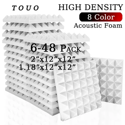 TOUO 6/12/24/48 Pcs Acoustic Foam Sound Proof Wall Panels Studio Acoustic Treatment Sound Absorbing Material Noise Insulation