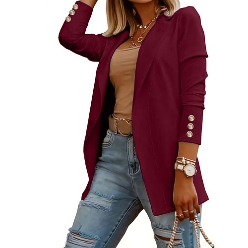 Damen Blazer Anzughose Langarm Hemdkragen Einfach Mode Streetwear Täglich Arbeit Hochzeitsgast Blau Schwarz Weiß Herbst Normale Passform Image