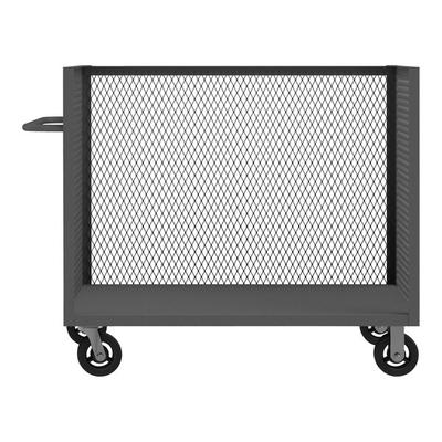 Durham Mfg 30" x 48" 14 Gauge Steel 3-Sided Mesh Truck with 8" Mold-On Rubber Casters - 2,400 lb. Capacity 3ST-EX304845-8MR-95