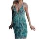 Dyhxuan Fringe Dress Women's Dresses Sexy Plain Glitter Dress with Feather Sleeveless Spaghetti Straps Mini Dress V-Neck Skater Dress Shoulderless Club Dress Backless Party Dress A-line Dresses