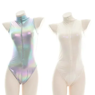 Sexy hohe Gabel enge Bodysuit-Spiele Cosplay Badeanzug Kostüm Frauen Dessous Bade bekleidung Sukumizu Badeanzug Halloween-Party Image