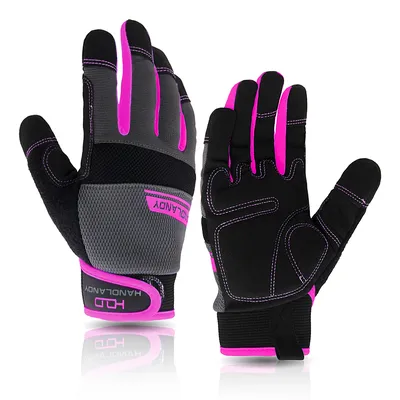 HANDLANDY Utility Work Gloves Women, Flexible Breathable Yard Work Gloves, Thin Mechanic Working Gloves Touch Screen
