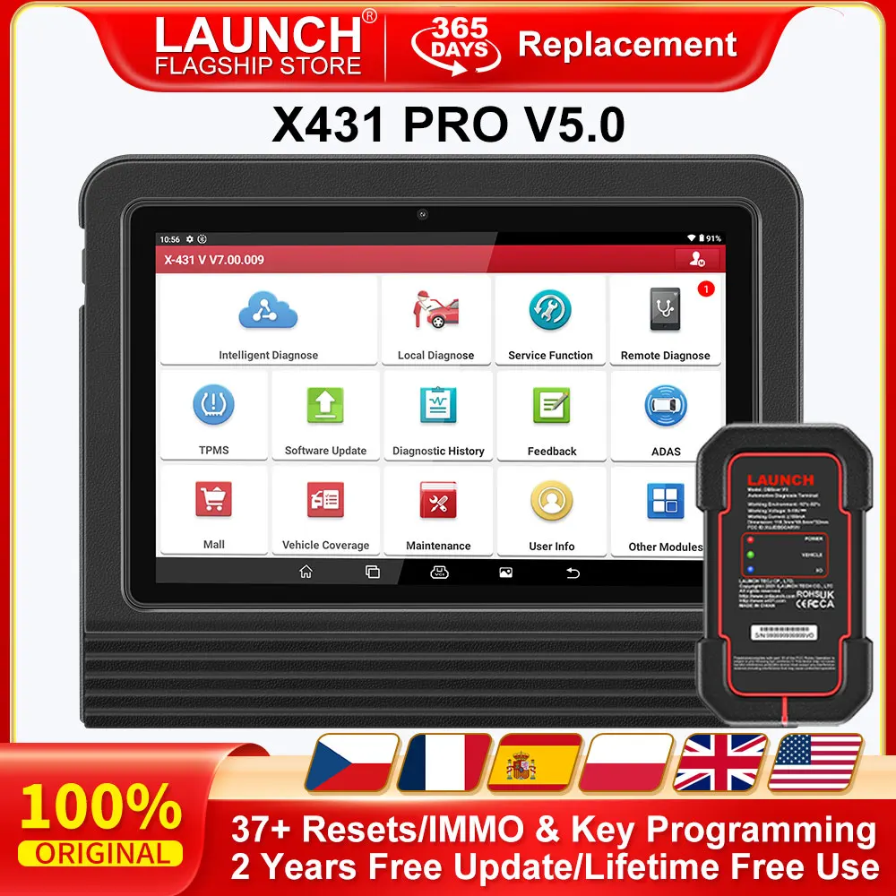 LAUNCH X431 PRO V5.0 OBD2-Autoscanner IMMO/Schlüsselprogrammierung Auto-Diagnosetool DBScar VII CANFD DOIP 37+ Resets ECU-Codierungsscan Image