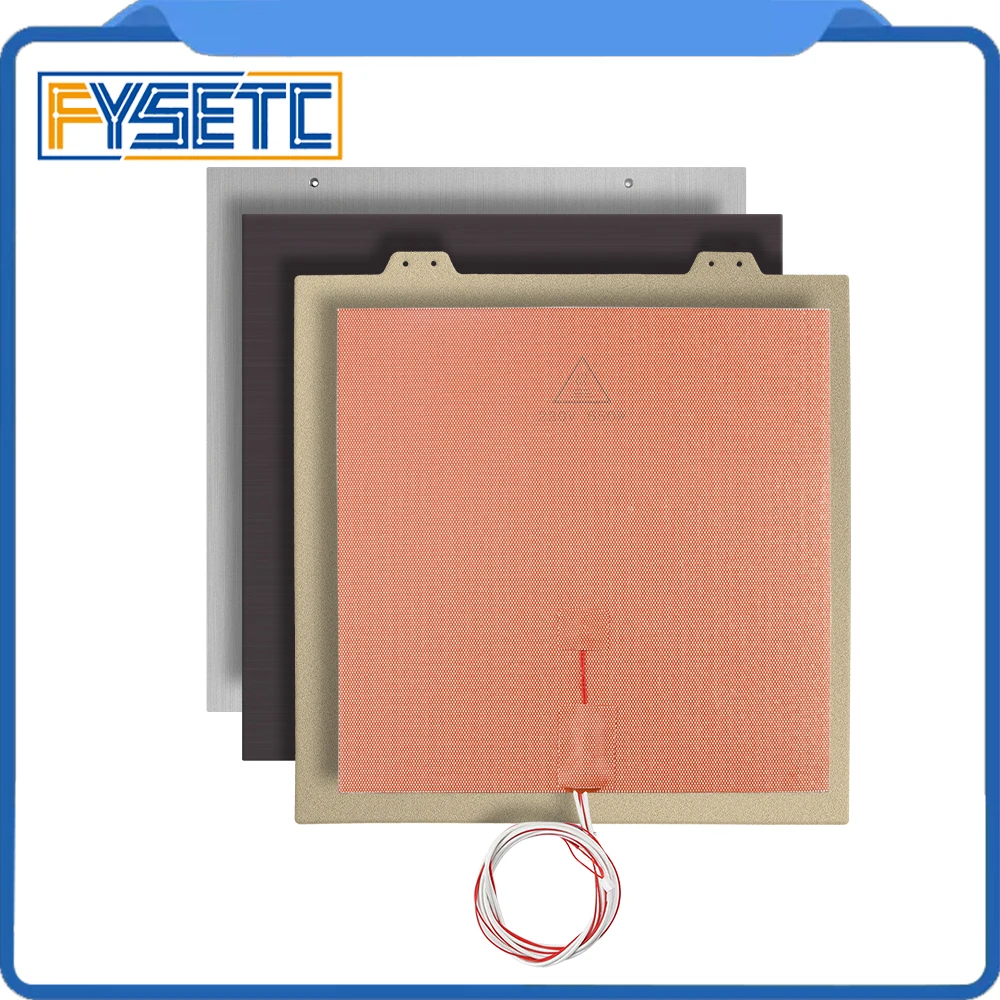 FYSETC 355mm Voron V2.4 MIC-6 Super Flache Aluminium Bauplatte 8mm Silikon Heizung Heizbett Für VORON 2 3d Drucker DIY Teile Image