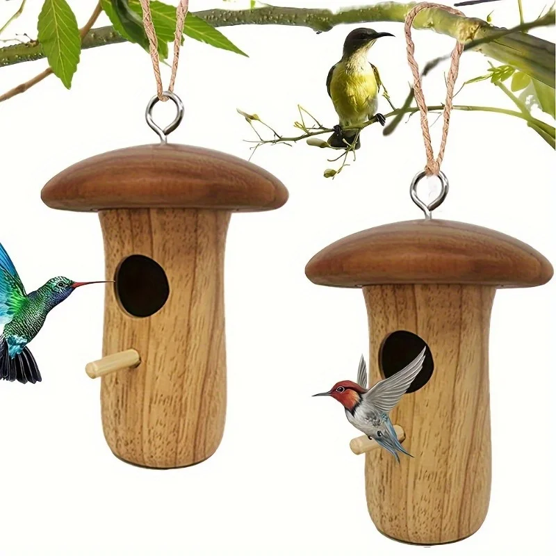 1pc Outdoor Kolibri Haus natürliche Holz hängen Kolibri Nest Wild vogel Feeder Outdoor Garten Hof Holz hängen Handwerk