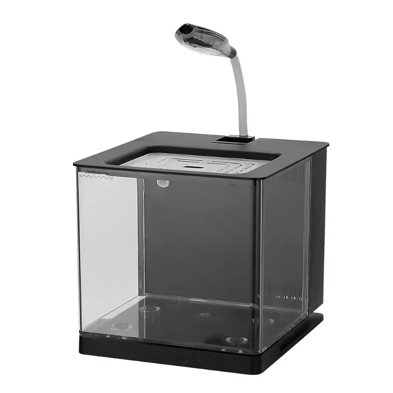 Aquarium Aquarium Kunststoff Transparent Filter USB Aquarium Büro Hause Desktop Mini Farbe Filter Aquarium Landschaft