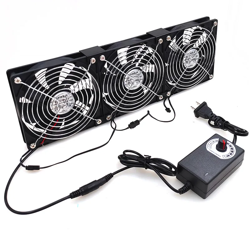 3-Lüfter-Set, 360 x 120 x 25 mm, 12 V, Kühlgehäuse-Lüfter, Schrank, Servergehäuse, Kühlsystem, Lüfter mit Adapter, 2700 U/min, 0,3 A Image