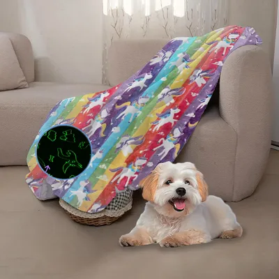 2 stücke im Dunkeln leuchtende Decke und Kardier handschuh Set Decken super weich flauschig Premium Haustier Decke Flanell werfen für Hund Welpen