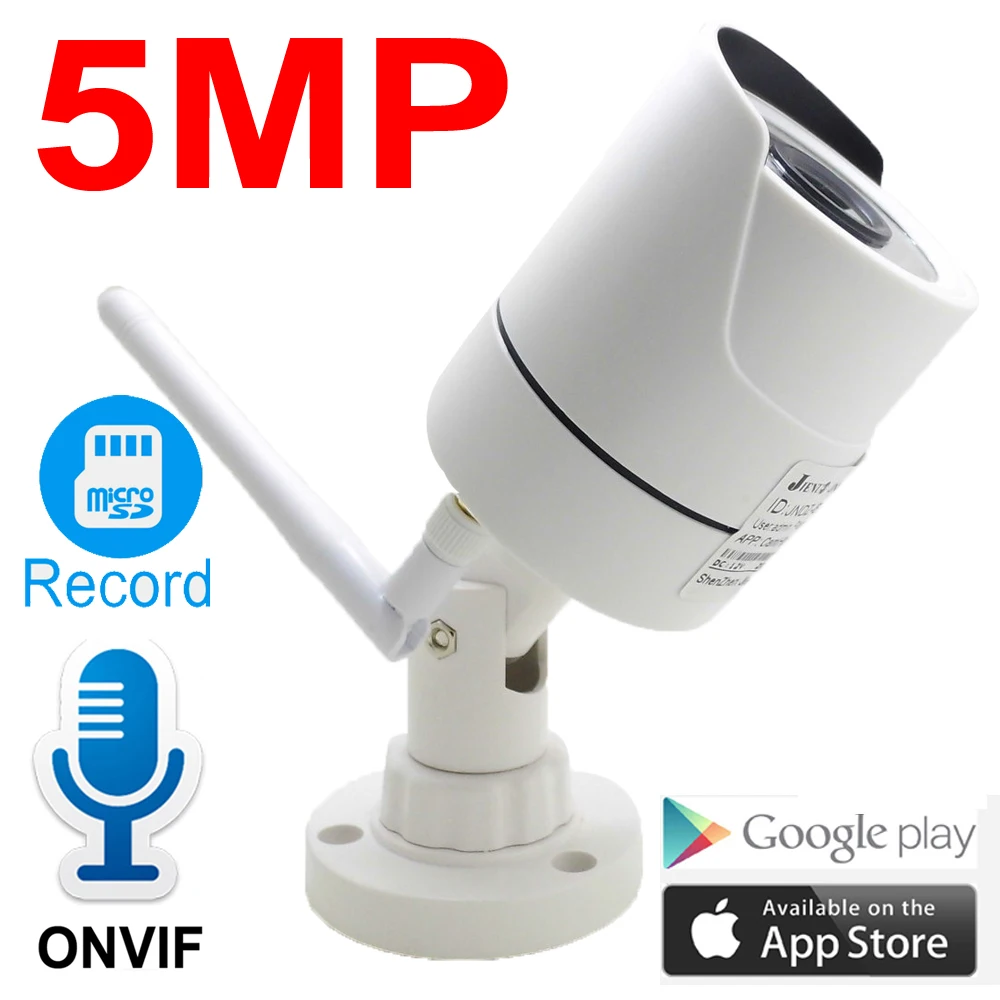 Jienuo drahtlose ip kamera 5mp hd audio cctv sicherheit im freien wasserdicht 1080p nachtsicht überwachung onvif wifi home cam rtsp Image