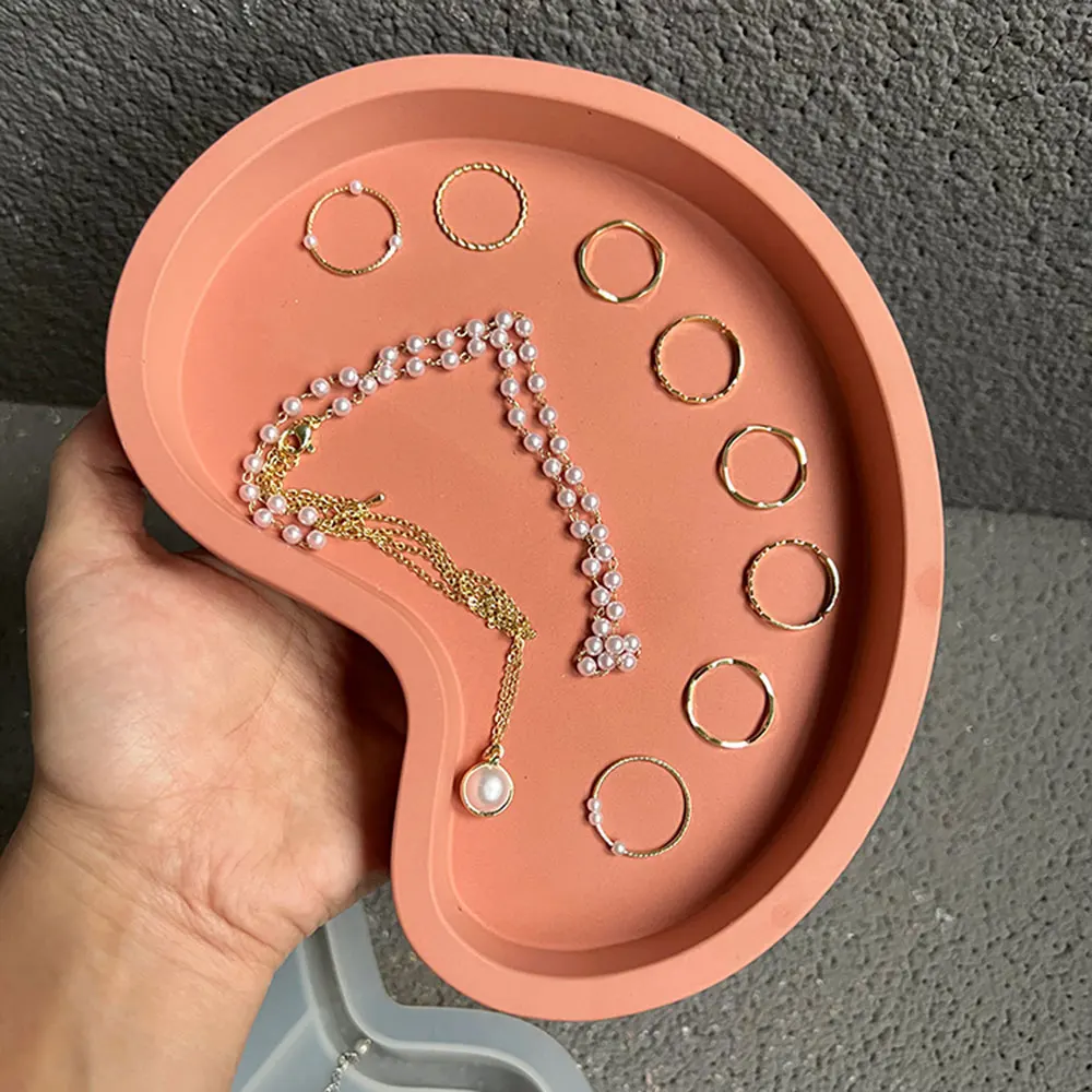 Erbsen form Tablett Silikon form DIY Kerzenhalter Aufbewahrung platte Gips Harz Untersetzer Schmuckstücke Display Dish Casting Form Wohnkultur Image