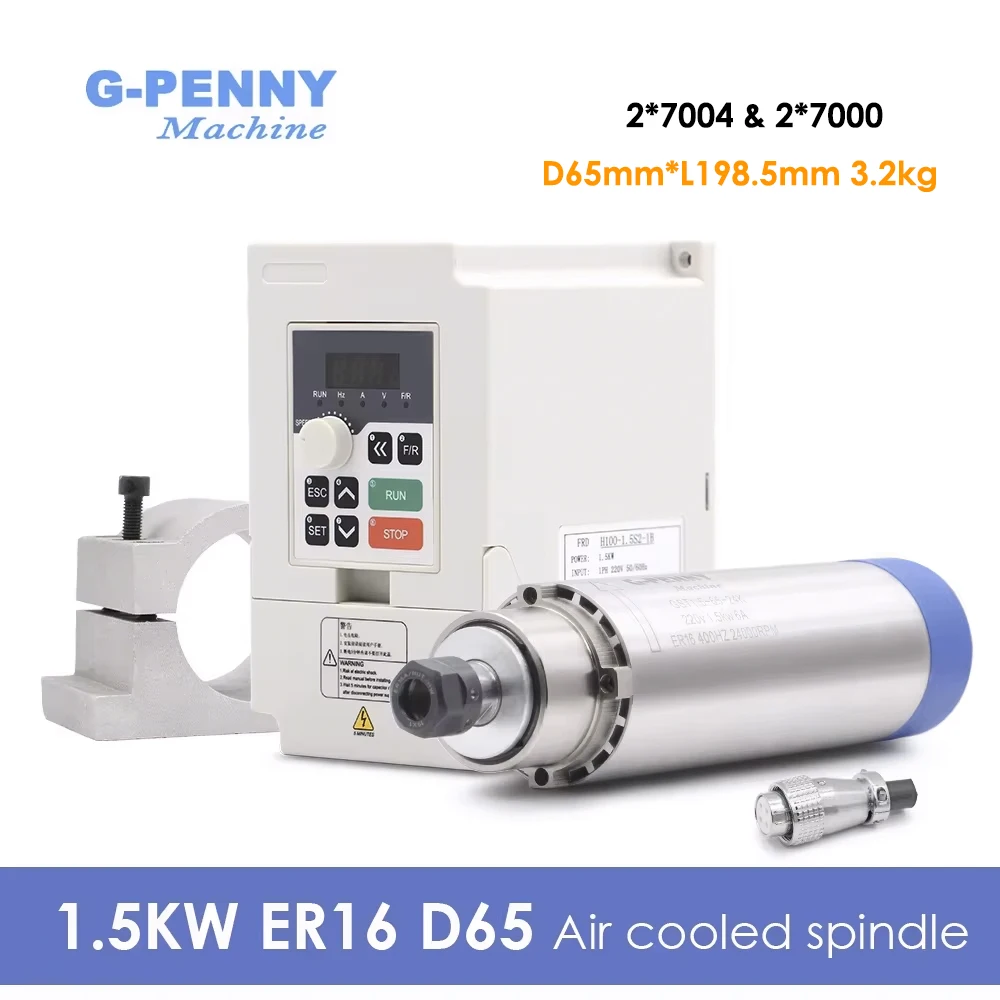 Neue ankunft! G-penny 1,5 k er16 d = 65mm luftgekühlter Spindel motor 110V/220V/380V Holz bearbeitungs luftkühlung 65x258mm 4 Lager Image