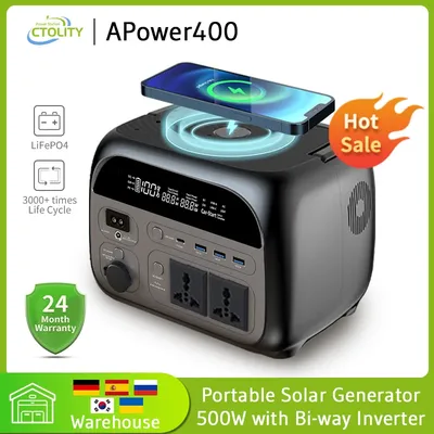 Ctolity 345Wh 500w Portable Power Station 220v Lifepo4 Battery Solar Generator 108000mAh Camping