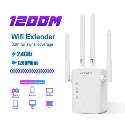 1200Mbps Wireless WiFi Repeater WiFi Signal Repeate 5G 2.4G Dual-band Extender Antenna Network