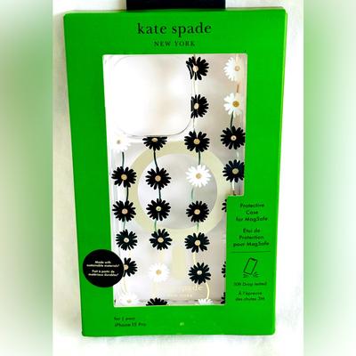 Kate Spade Accessories | Kate Spade Daisy Chain Design Iphone 15 Pro Case Clear Black & Gold Accents Nwt | Color: Black/White | Size: Iphone 15 Pro