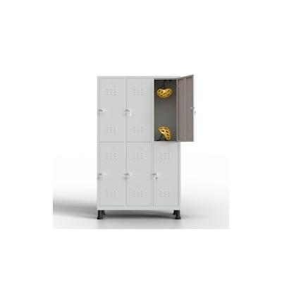 TwinThink Schließfächer, 180 x 97 x 40 cm, Metallfächer, 6 Türen, Metallspind, mit Schlüssel, Umkleidekabinenschrank (Grau) Image