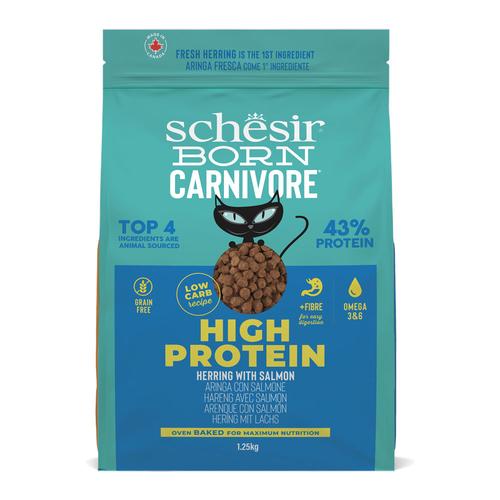 Sparpaket: 4x 1,25kg Schesir Born Carnivore High Protein Hering mit Lachs Katzenfutter trocken