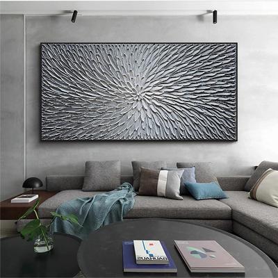 Textured silver abstract painting handmade Textured Flower Oil Painting On Canvas Large pattle knife oil painting Wall Art Abstract Minimalist Art Painting Colorful Wall Decor for Living Room Art