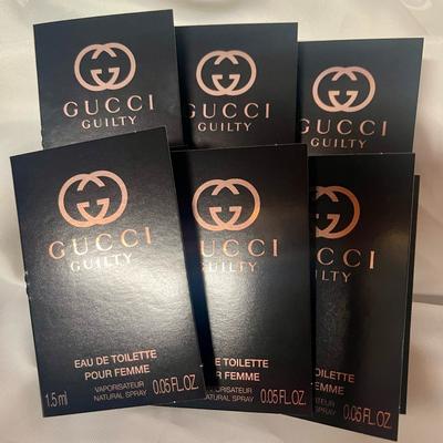 Gucci Other | Gucci Guilty Eau De Toilette Pour Femme 1.5ml .05 Oz Travel Sample Perfume 6 Pcs | Color: Black/Gold | Size: Os