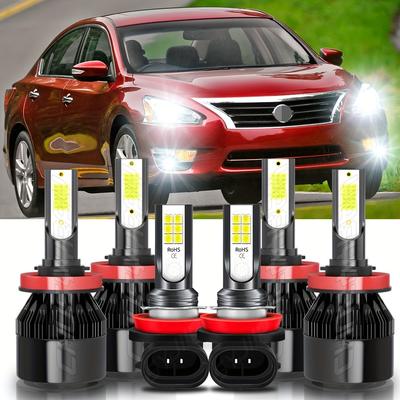 TEMU Fit For Altima (2007-2018) Combo H9+h11 High Low Beam + H11 Led Fog Light Bulbs, 6000k 6pcs Bulbs