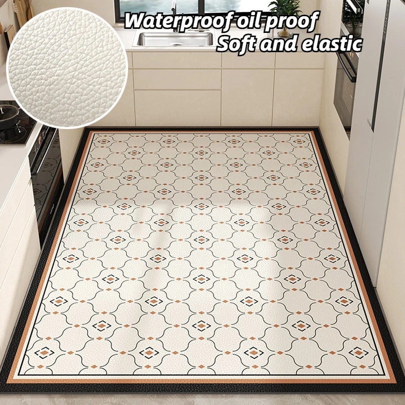 American Style Leather Kitchen Floor Mats Bathroom Non-slip Large Area Rugs Home Decoraction Waterproof and Oil Proof Carpets
