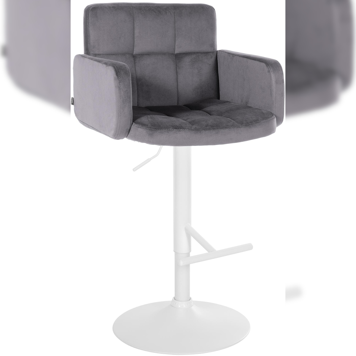 CLP Barhocker Los Angeles Samt dunkelgrau/weiß Image