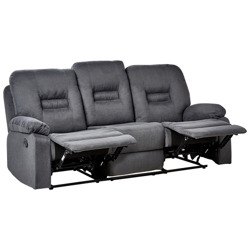 3-Sitzer Sofa Dunkelgrau Stoffbezug Manuell Verstellbar mit Liegefunktion Fußteil Armlehnen Modern Wohnzimmer Arbeitszimmer Fernsehsofa