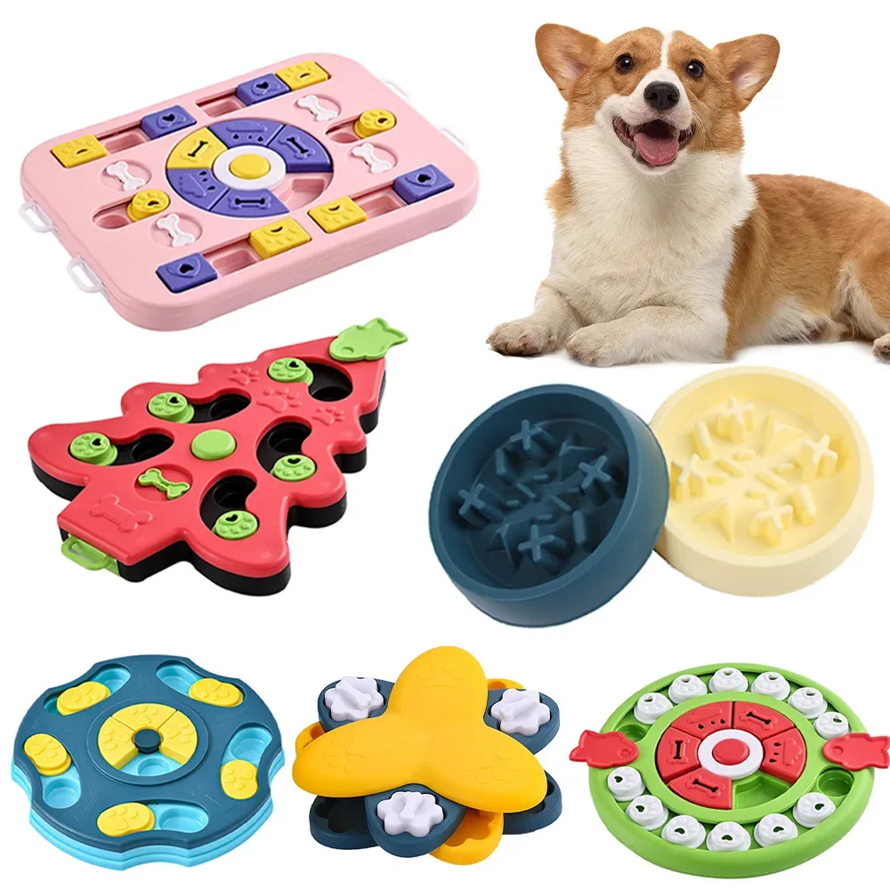 Welpen-IQ-Futterspender, langsam essend, rutschfeste Schüssel, Haustier, Katze, Hunde, Trainingsspiel, Hunde-Puzzle-Spielzeug, langsamer Futterautomat, interaktive Erhöhung Image