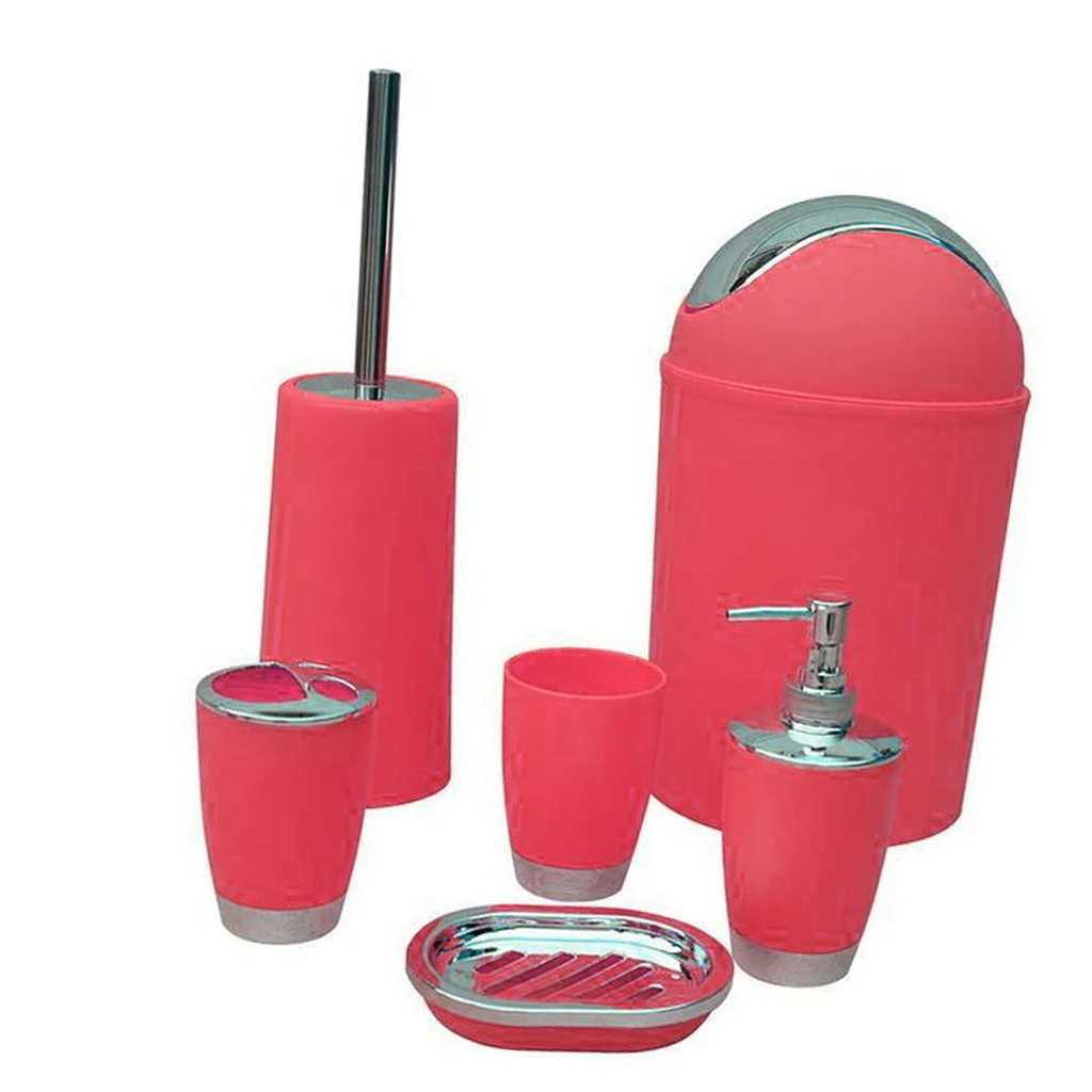 6PCS Feste Luxus Kunststoff Badezimmer Zubehör Set Bad Set Bad Lagerung 8 Farben