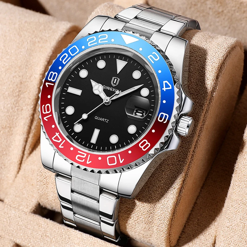 QINGXIYA Marke Neue Mode Quarzuhr für Männer Luxus Edelstahl Wasserdicht Leucht Datum Herren Uhren Relogio Masculino Image