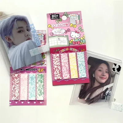 Sanrio Anime Small Card Holder Index Sticker Hello Kitty My Melody Printed Rectangular Kawaii Color