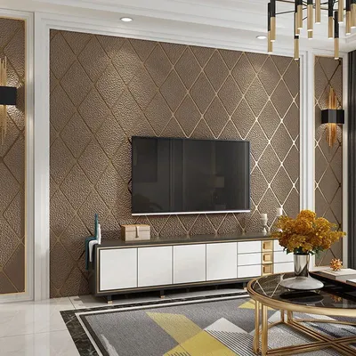 3D Diamant Gitter Hirschleder Samt Tapete Schlafzimmer Wohnzimmer Hotel Moderne Minimalistische Fliesen Hintergrund Wand Aufkleber Vlies Image