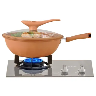 Non-Stick Clay Wok With Steamer Basket Clay Wok Micro-pressure Wok Multifunctional Non-stick