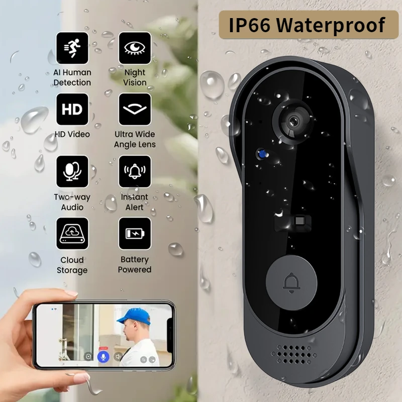 Tuya Smart Home Wasserdichte Türklingel Nachtsicht Monitore HD Video Kamera 2,4G WIFI Ring Türklingel Wireless Intercom Stimme Image