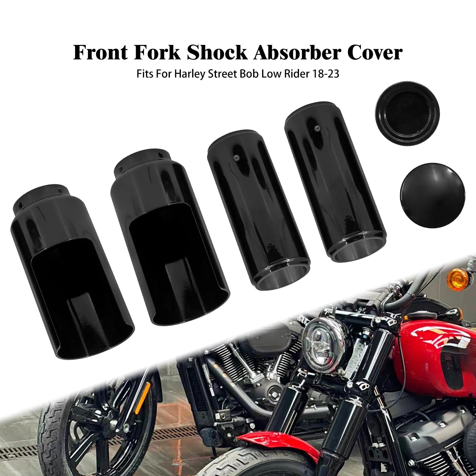 Motorrad Front Upper Lower Gabel Abdeckung Kit Schwarz Stoßdämpfer Abdeckung Für Harley Softail Street Bob FXBB Low Rider FXLR 2018-23 Image