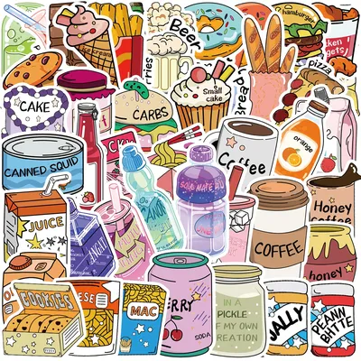 50 Stück Snack Club Aufkleber Cartoon Graffiti ästhetische Abziehbilder für Laptop Skateboard Koffer Image