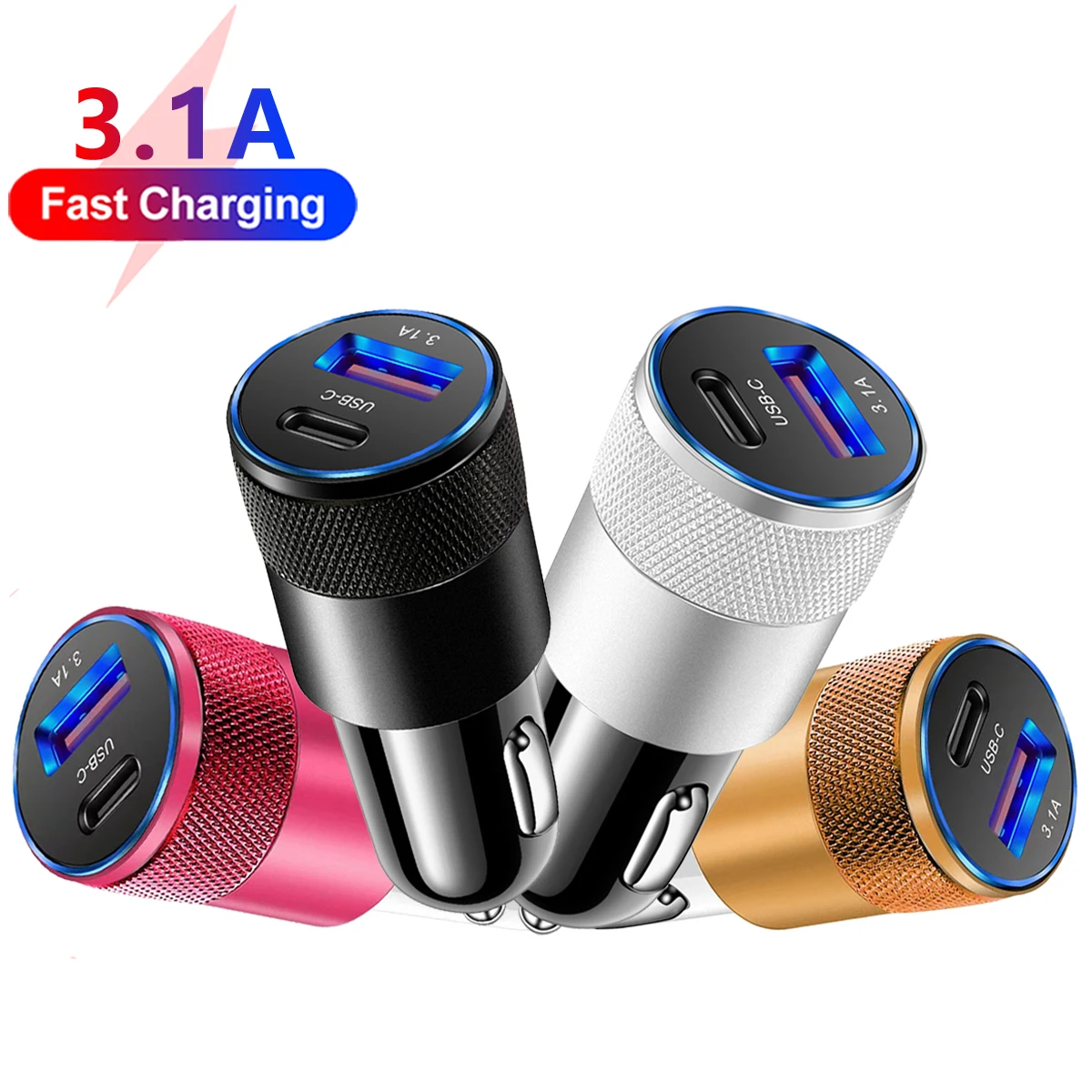 3,1 EINE USB Auto Ladegerät Typ C Schnelle Lade Telefon Adapter Für Xiaomi Huawei PD Telefon Ladegerät Adapter Buchse Zigarette leichter Image