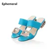 Frau Strass Breite Fit Schuhe 3-43 Niedrige Schneider Rutschen 2022 Neue Ankünfte Marke High Heel Hausschuhe Sommer Rutschig orange Gelb