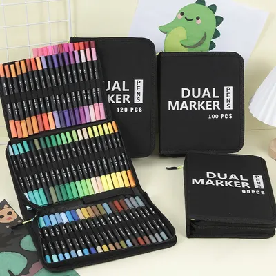 60/72/100/120 Farben Dual Brush Art Markers Stift mit feiner Pinselspitze zum Malen von Büchern, Journaling, Zeichnen, Kalligraphie-Kunstbedarf
