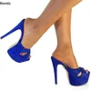 Rontic Neue Frauen Plattform Maultiere Sandalen Hausschuhe Faux Sudede Stiletto Heels Offene spitze Wunderschöne 10 Farben Party Schuhe UNS Größe 5-20