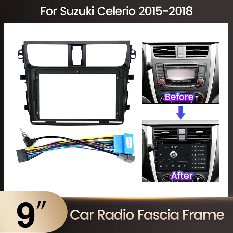 9 "Android Auto Radio Fascia Für Suzuki Celerio 2015 2016 2017 2018 Auto Stereo Dash Panel Montage Facia Kopf einheit Rahmen Kit Image