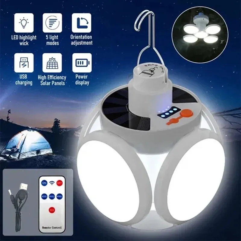Tragbare Solar Camping Laterne Led Wiederaufladbare Outdoor Hängen Zelt Lampe Klapp LED Fußball Lampen Mit Haken Notfall Lichter