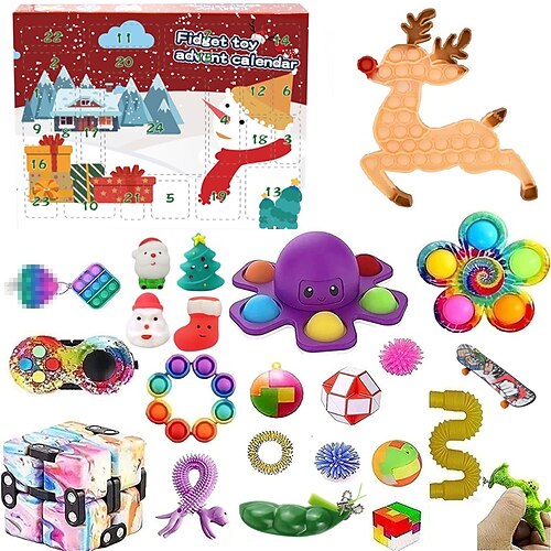 Weihnachts-Adventskalender Füllartikel Weihnachtsgeschenk für Kinder Jungen Mädchen Druckentlastung DIY Handreiß Countdown Kalender Weihnachts Spielzeuge Image
