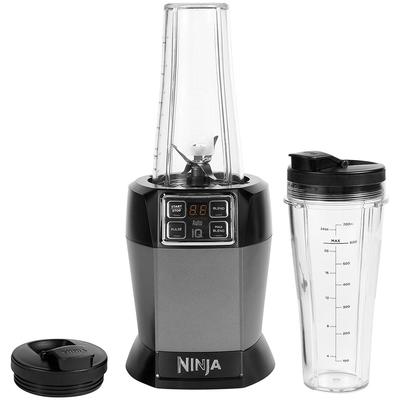 NINJA Smoothie-Maker "BN495EU" Zerkleinerer incl. 2 x 0,7 L Becher & Becherdeckel mit Ausguss, mit Auto-iQ silberfarben (eh19)