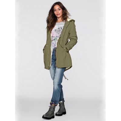 Langjacke INSPIRATIONEN, Damen, Gr. 50, grün (oliv), 64% Baumwolle, 36% Polyamid, Wattierung:100% Polyester, Ärmelfutter:100% Polyester, unifarben, Langarm, Jacken Image