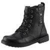 Schnürboots GEOX "J ECLAIR GIRL M", Kinder, Gr. 26, schwarz, Lederimitat, casual, Schuhe, Bikerboots, Winterstiefel, Boots mit modischem Blockabsatz