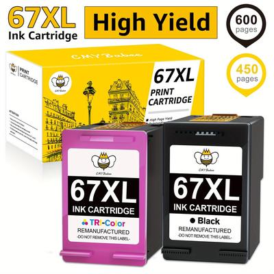 TEMU 67xl Ink Cartridge Replacement For 67xxl 67xl Black Color Combo Pack For Printer Deskjet 2724 2755 2755e 4155 Envy 6455 6055 6075 (2 Pack)