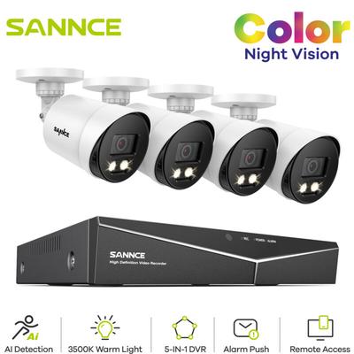 Sannce - 4CH 1080P CCTV-Farbnachtsicht-CCTV-Kamerasystem mit 5-in-1 1080P H.264 dvr und 41080P