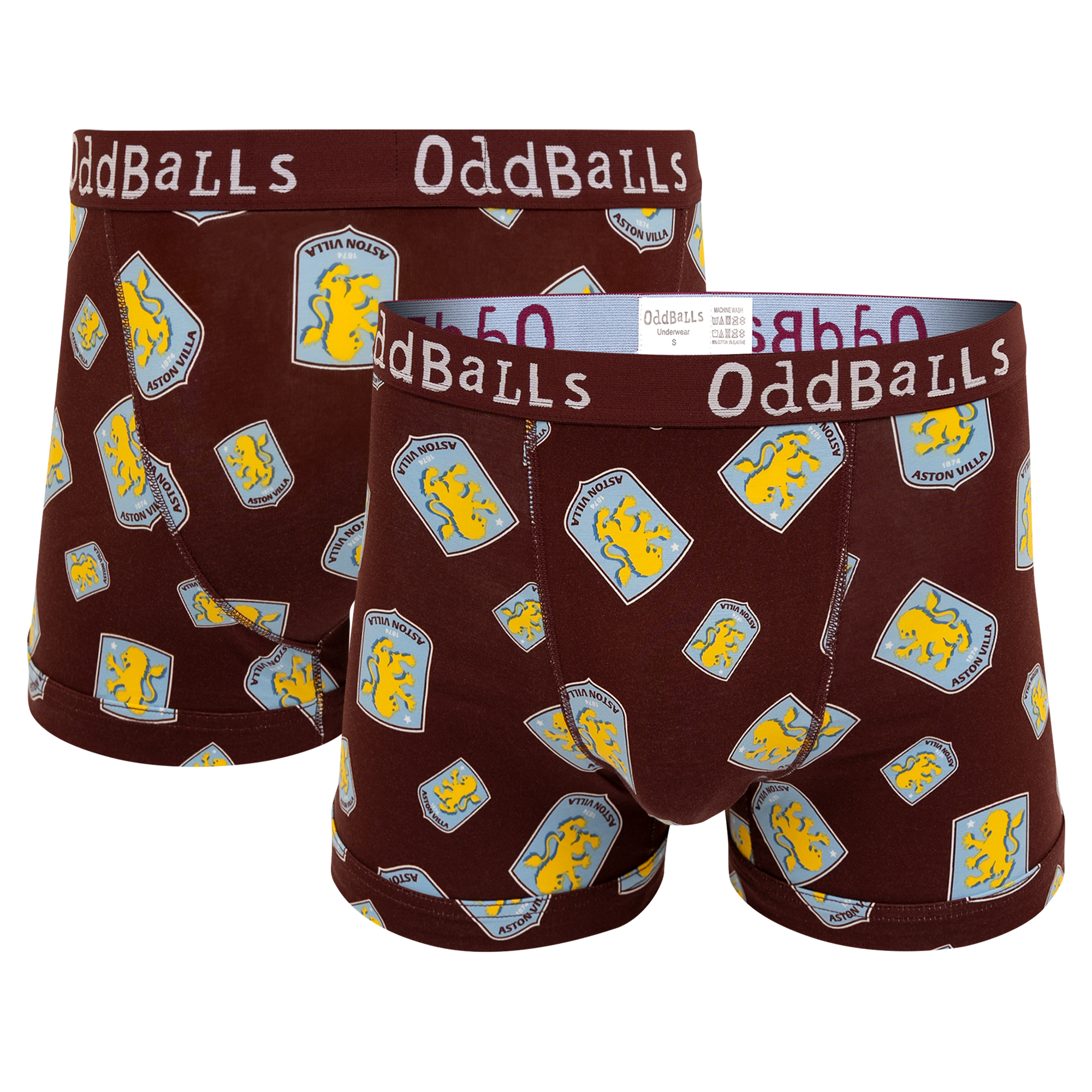 Aston Villa Oddballs Crest Boxershorts – Weinrot – Herren Image