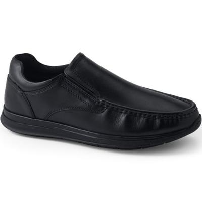 Leather Slip On Shoes, Men, size: 10, regular, Black, Leather, by Lands' End